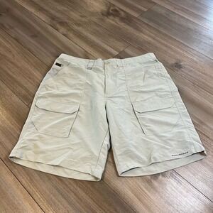 Columbia PFG Omni-Shade Cargo Shorts Mens 38 Tan Beige 10 Bin F-200